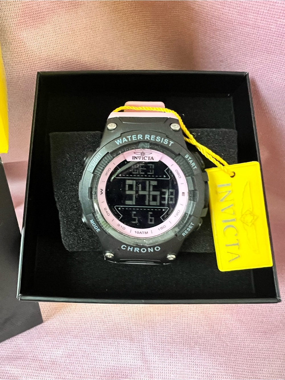 Invicta Black and Pink Digital Chronograph Sports Watch